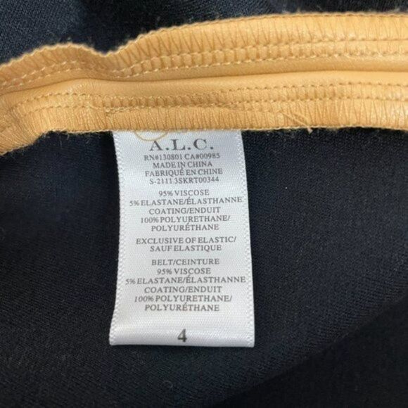 A.L.C. Jenny Smocked Vegan Faux Leather Mini Skirt Petite Grain Tan 4 - Picture 6 of 9